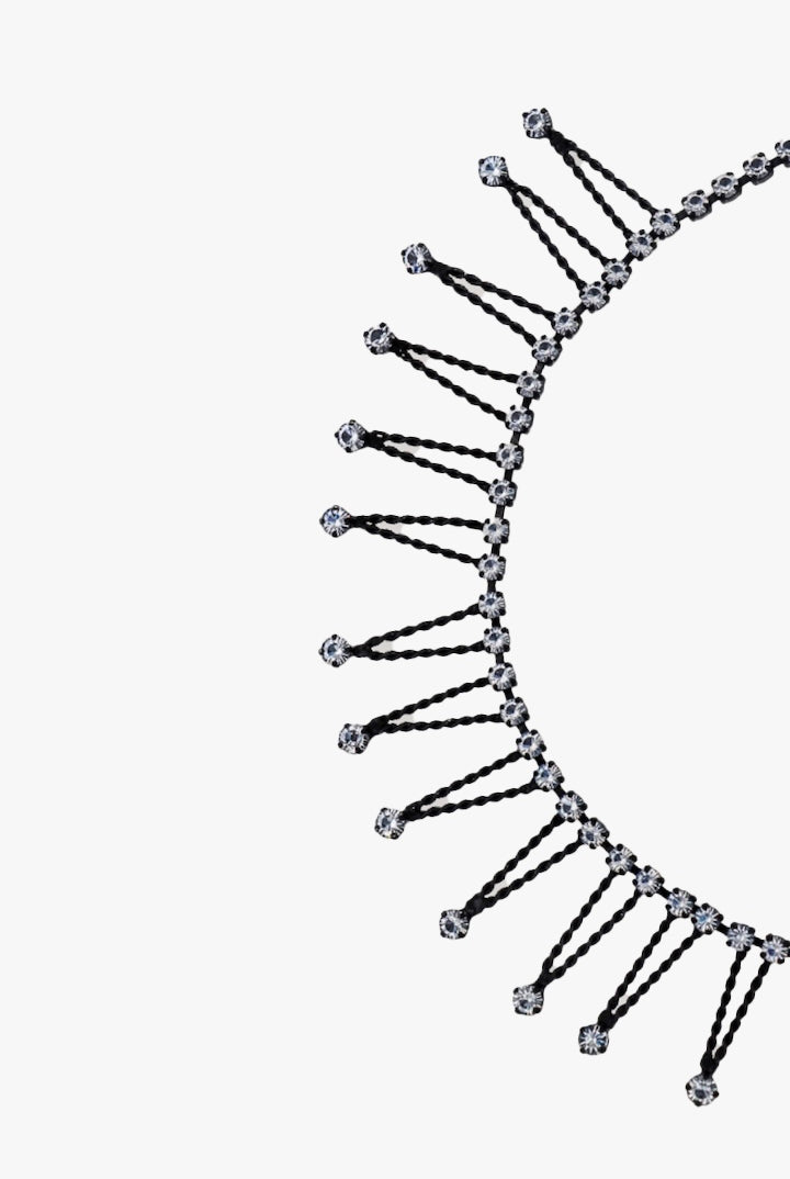 ras de cou collier noir géométrique vintage strass