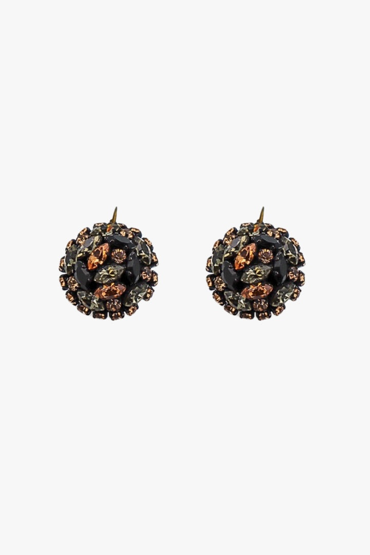 Boucles d'oreilles en strass orange et noir vintage
