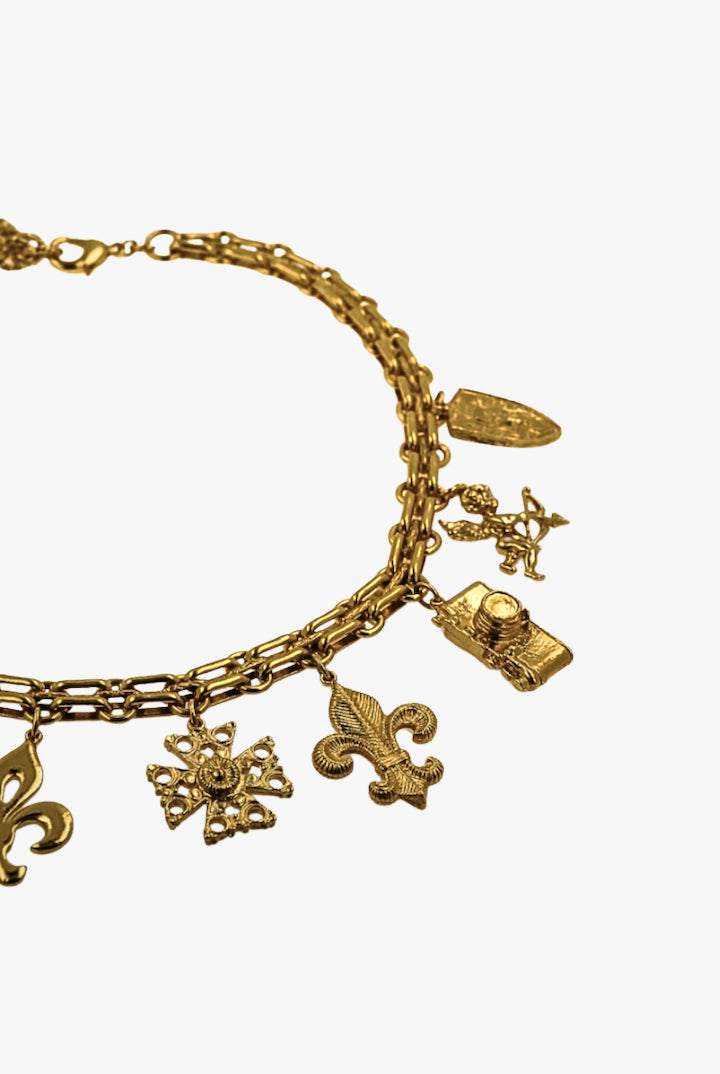 Collier vintage fanatise breloques photo, ange bleu, pièce