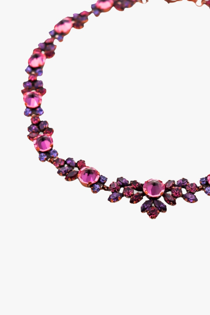 Collier en strass rose et violet ras de cou bijou fantaisie de luxe outlet