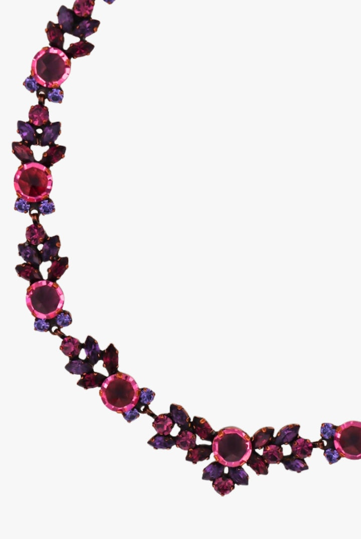 Collier en strass rose et violet ras de cou