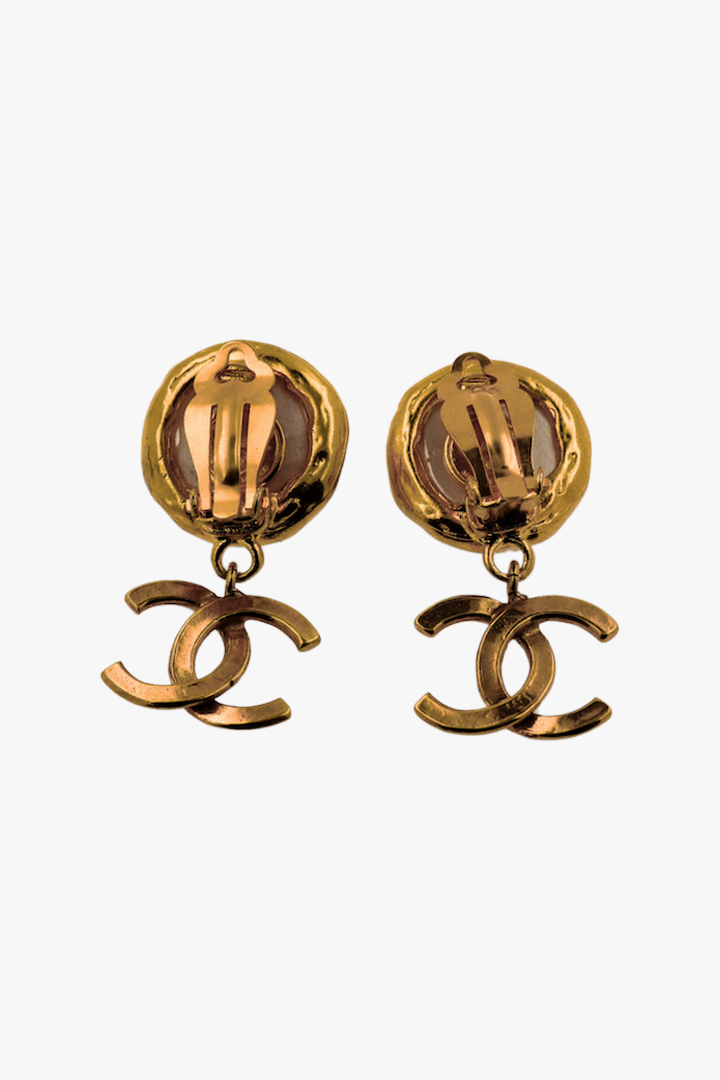 Dos de paire de Boucles d'oreilles vintage Chanel fermoir clip bijouterie fantaisie de luxe