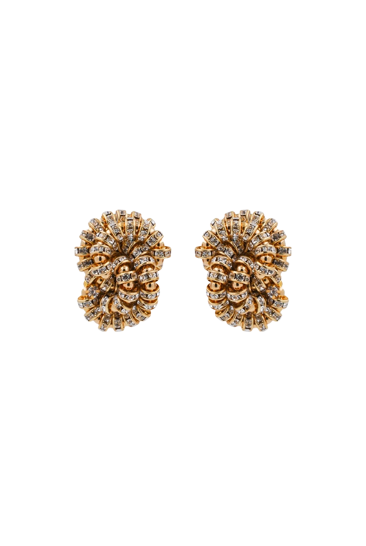 Boucles d'Oreilles en rondelles de strass dorée et cristal clip