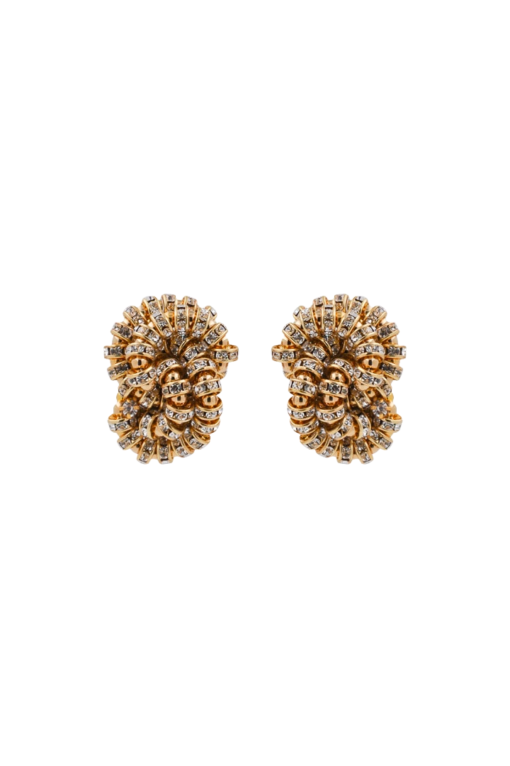 Boucles d'Oreilles en rondelles de strass dorée et cristal clip