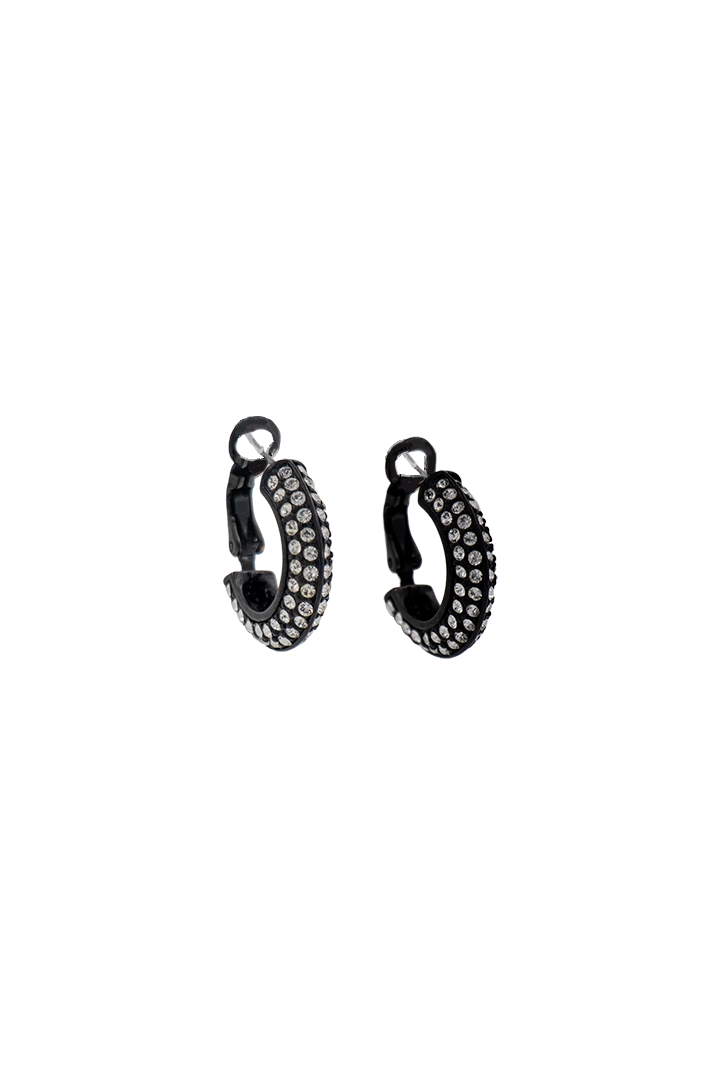 Boucles d'oreilles fantaisie femme noir avec strass cristal