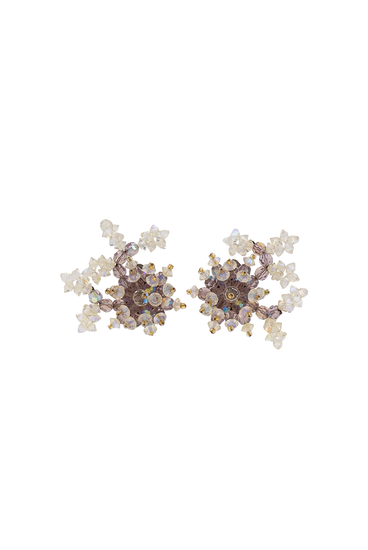 Boucles d'Oreilles en perles cristal effet aurore boréale fermoir clip - bijou fantaisie de luxe