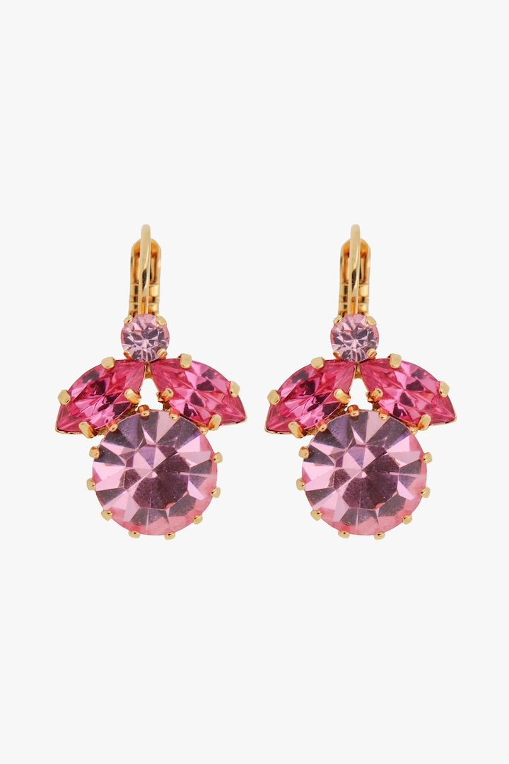 Boucle d'oreilles en forme d'abeille en strass rose sorbet été - bijou fait main en france