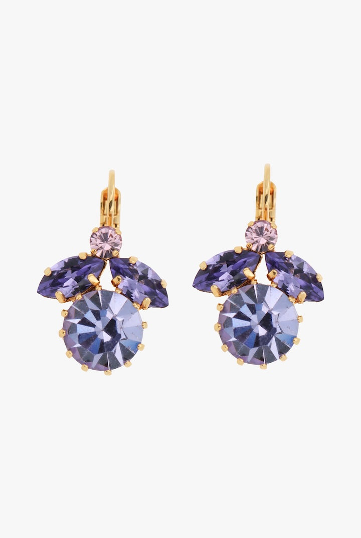 Boucle d'oreilles en forme d'abeille en strass violet sorbet - bijou fait main en france
