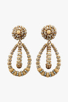 Boucles d'oreilles En perles et en rondelle de strass couleur opaline beige crème - bijou fait main