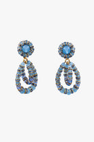 petite paire de boucles d'oreille en perles bleu calcédoine transparent et en rondelle de strass bleu - bijou fait main en France