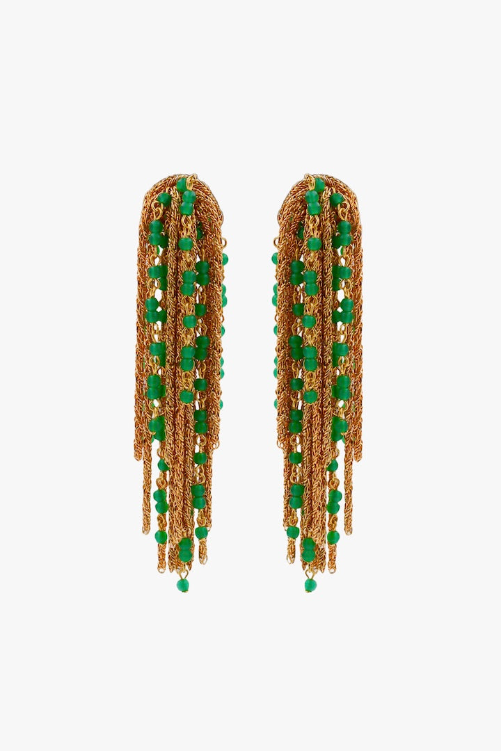 boucles d'oreilles Gonzague perle verte bijou fait main