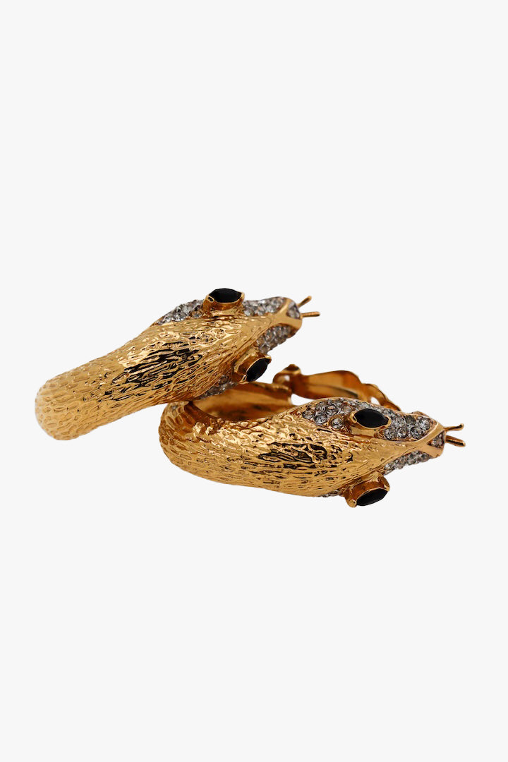 Boucles d'oreilles vintage doré en forme de serpent - nouvel an chinois collection