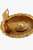 Boucles d'Oreilles Vintage Dorées cabochon et fermoir clip Carita Paris