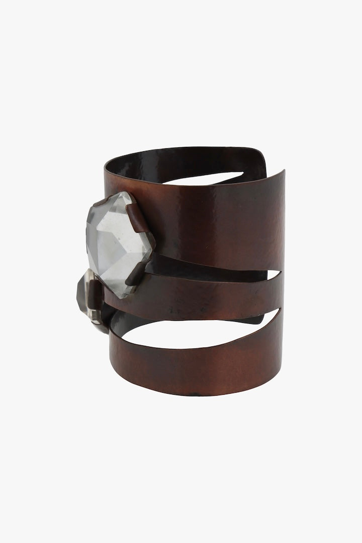 Manchette vintage Van der straeten en cuivre et strass