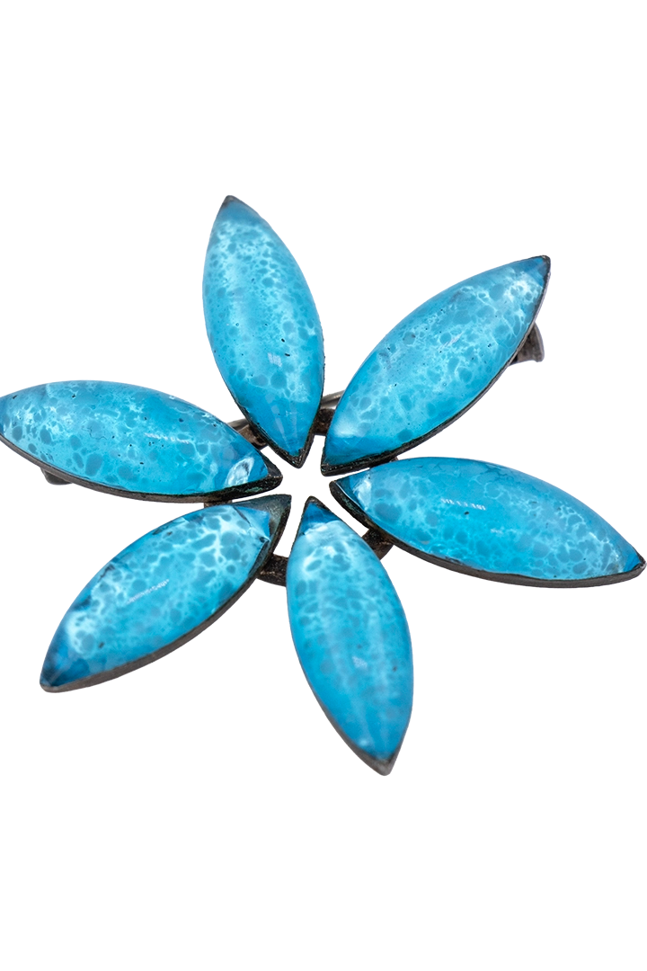 Broche vintage bleu turquoise viel argent jacques gauthier
