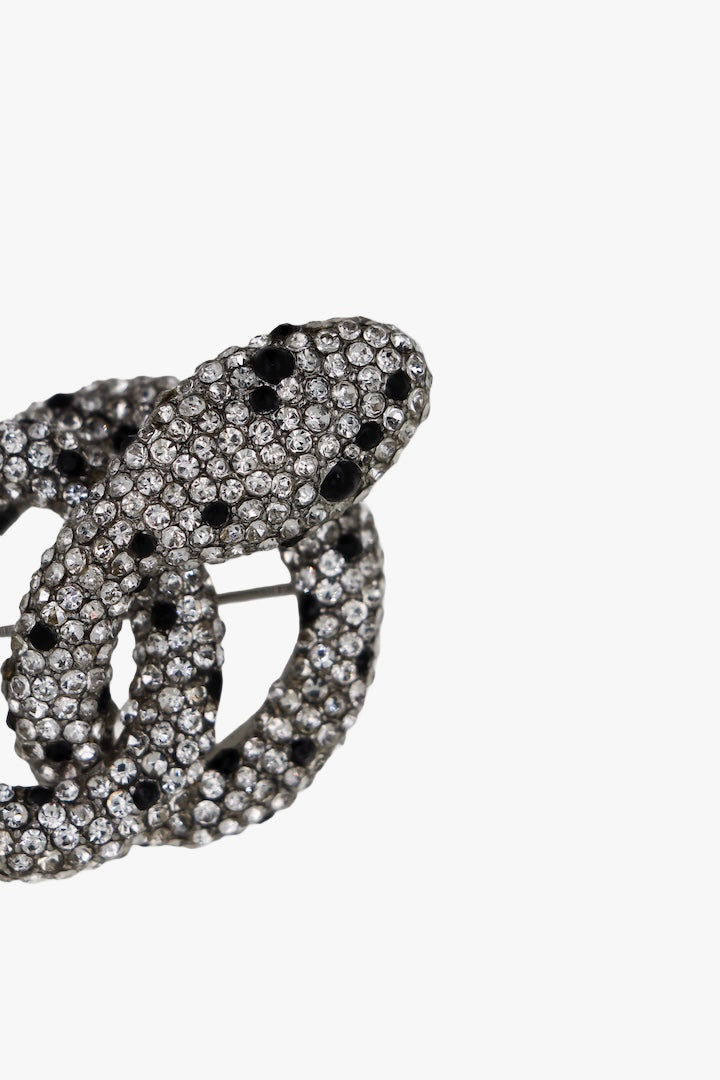 Broche en strass argentée et noir - nouvel an chinois