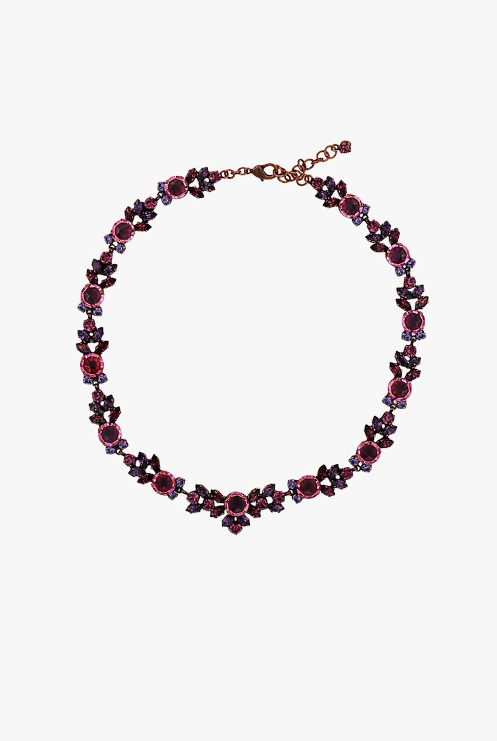 ras de cou en strass rose et violet vintage