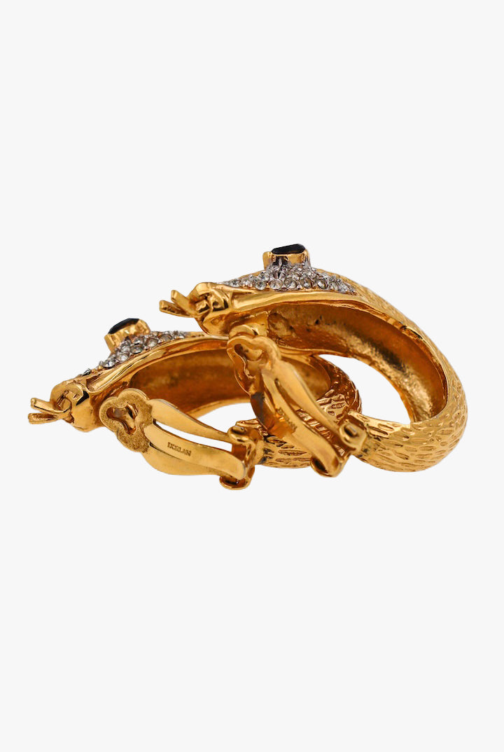 Boucles d'oreilles vintage doré en forme de serpent