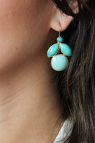 Boucles d'oreilles pâte de verre bleu turquoise détail doré pendantes abeille bijou fantaisie