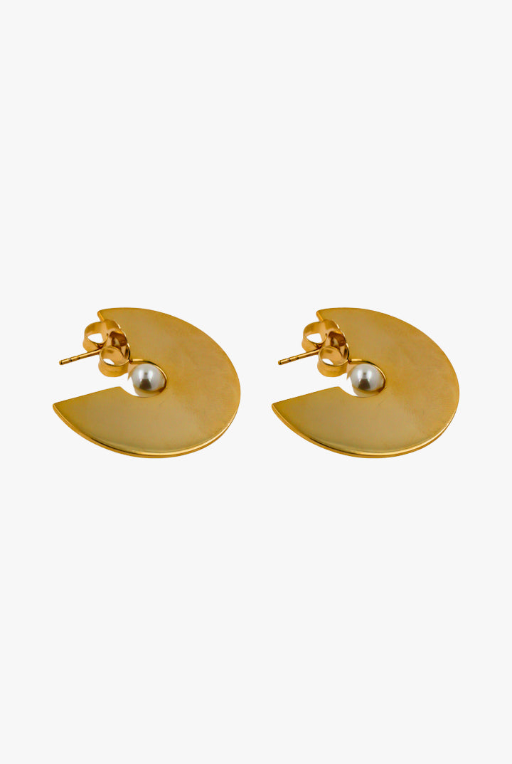 Boucles d'oreilles Créoles vintage oreilles percées avec une petite perle blanche nacrée