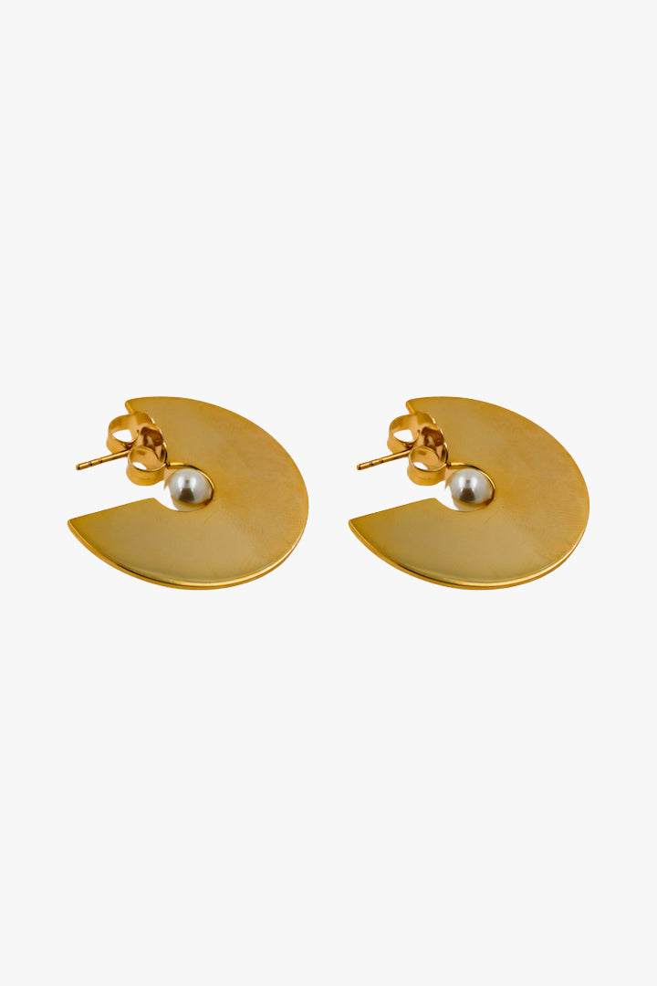 Boucles d'oreilles Créoles vintage oreilles percées avec une petite perle blanche nacrée