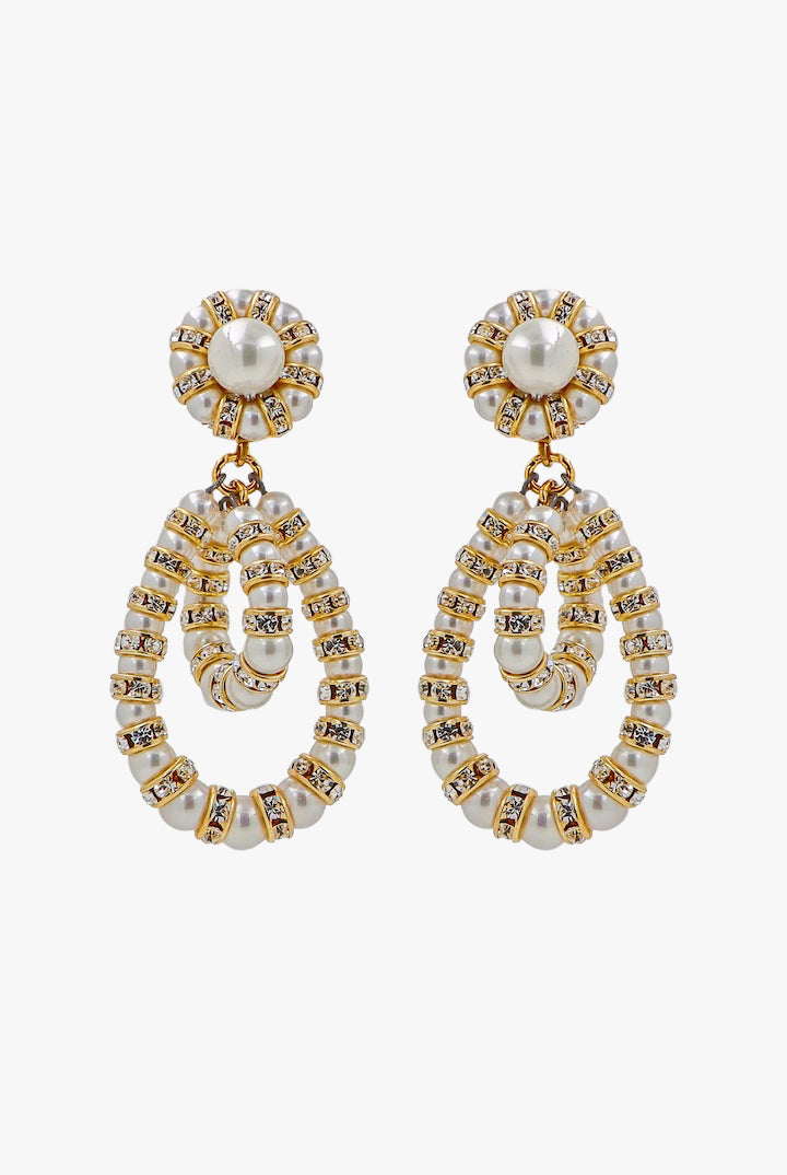 Boucles d'oreilles pendante en perles et en rondelles de strass bijoux fantaisie