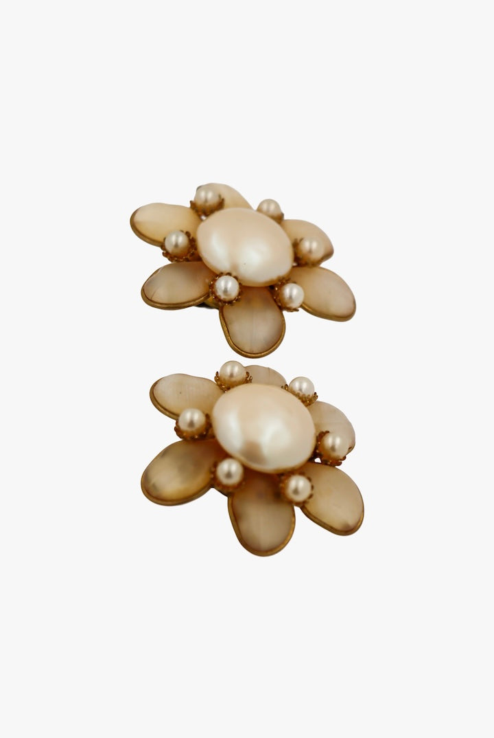 Boucles d'oreilles En Forme de Fleur Vintage - Fermoir clip - pièce unique
