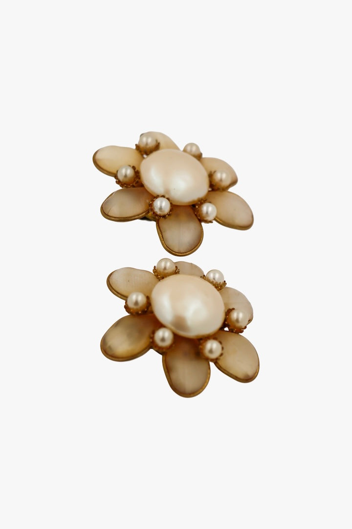 Boucles d'oreilles En Forme de Fleur Vintage - Fermoir clip - pièce unique