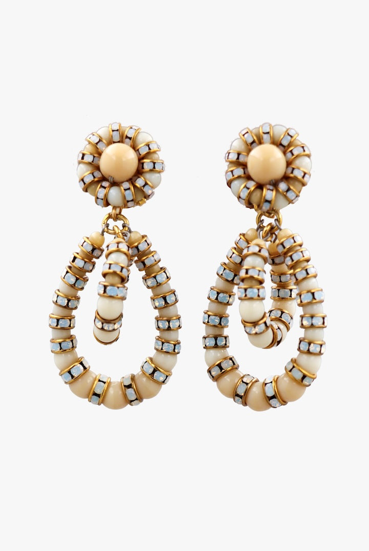 Boucles d'oreilles perles opaline - fermoir clip