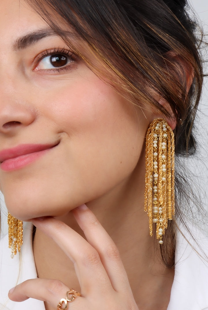 boucles d'oreilles Gonzague perle blanches nacrées bijoux fantaisie fait main