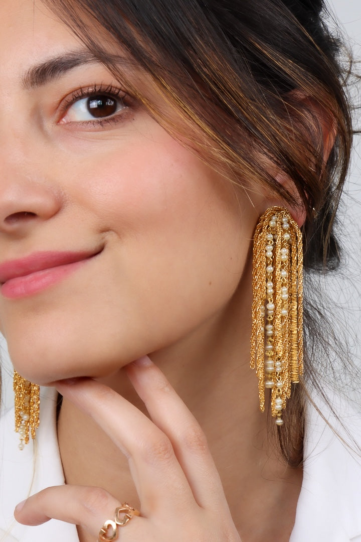 boucles d'oreilles Gonzague perle blanches nacrées bijoux fantaisie fait main