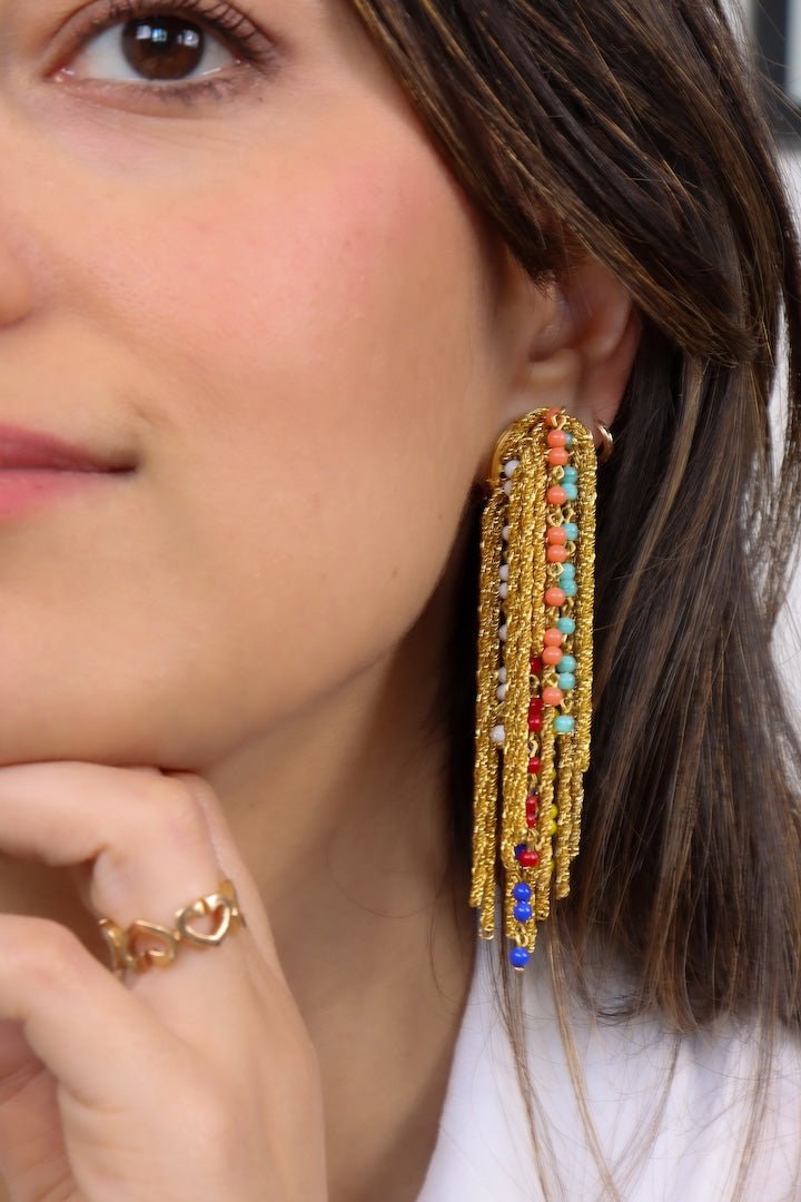 boucles d'oreilles Gonzague perle multi couleur bijoux