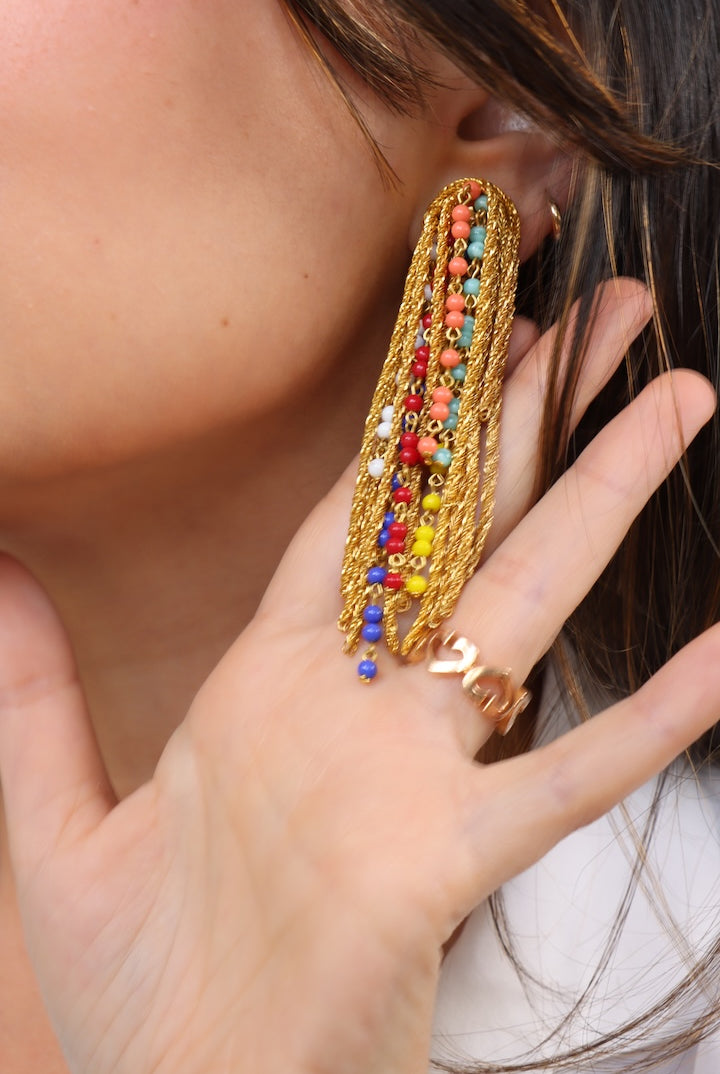 boucles d'oreilles Gonzague perle multi couleur clip