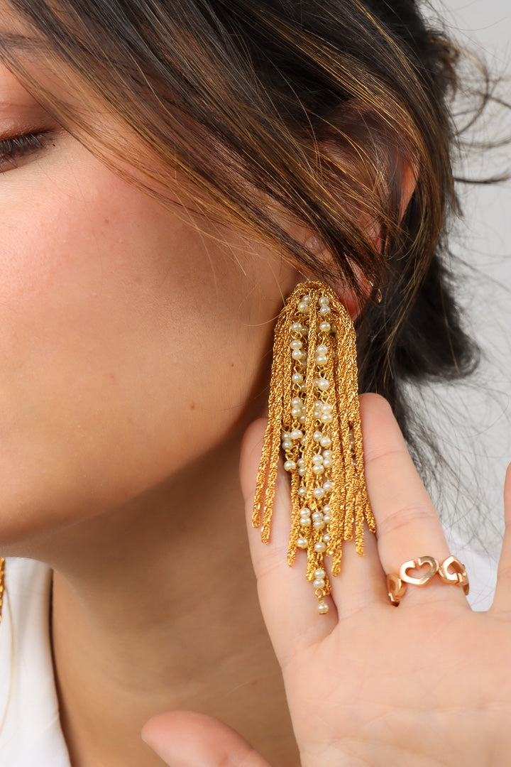 boucles d'oreilles Gonzague perle chaine