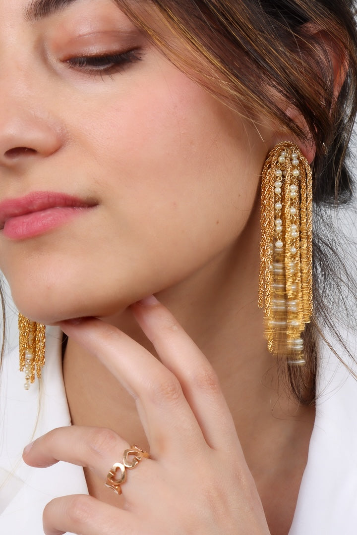 boucles d'oreilles Gonzague perle clip longues