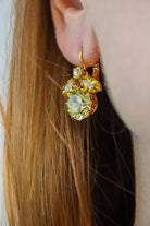 Boucles d'oreilles en forme d'abeilles Jaune en strass et détail dorée - Bijou fait main