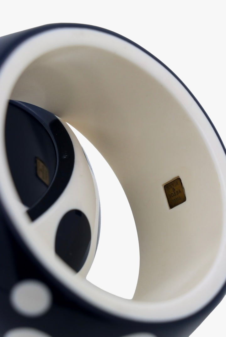 Deux Bracelets signés Rafia et Bossa Paris blanc et Marine à poids - Bijou fantaisie de luxe