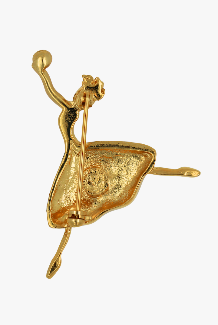 Broche en forme de danseuse étoile de dos dorée - bijou vintage