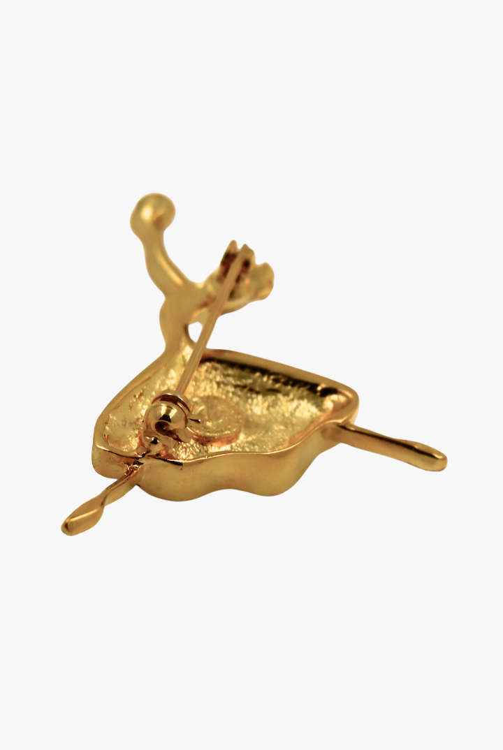 Broche en forme de danseuse vintage de collection - dorée et de dos