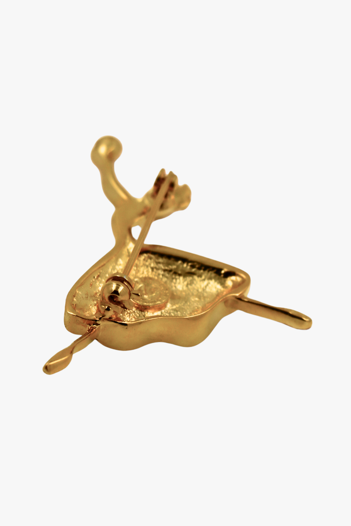 Broche en forme de danseuse vintage de collection - dorée et de dos