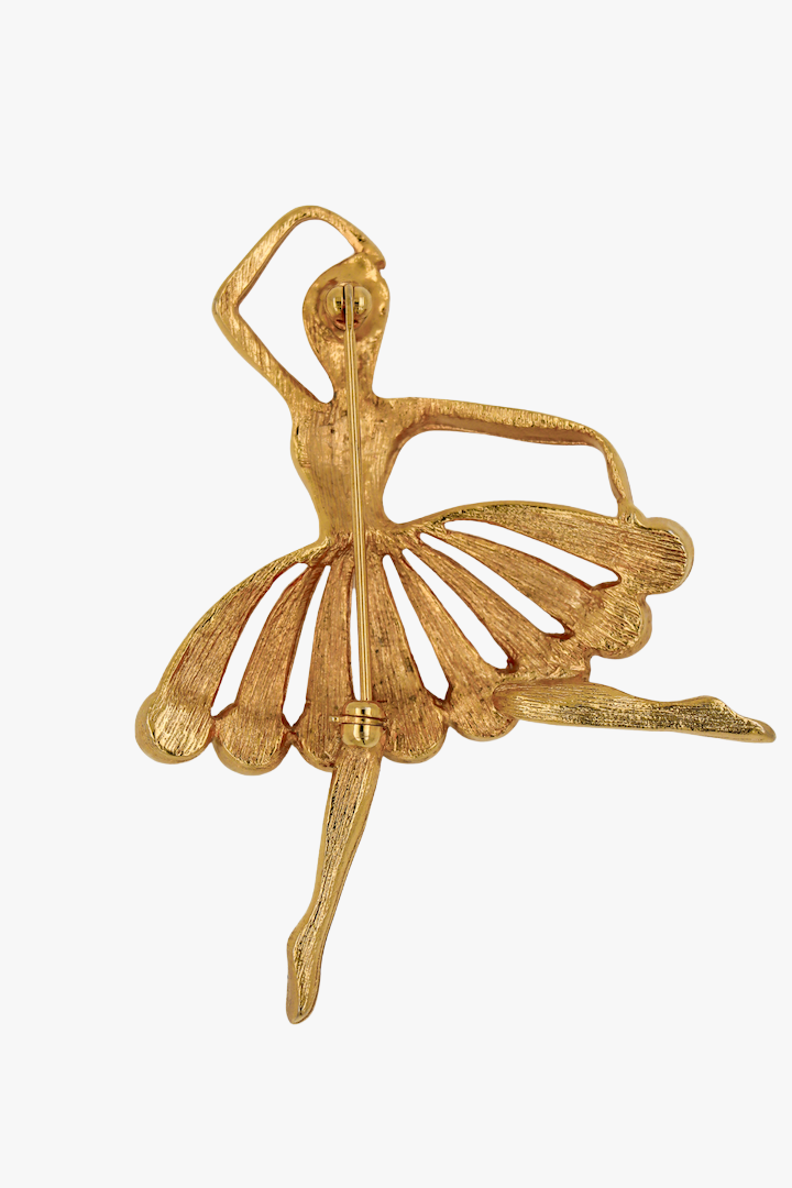 Broche silhouette danseuse étoile dorée vintage