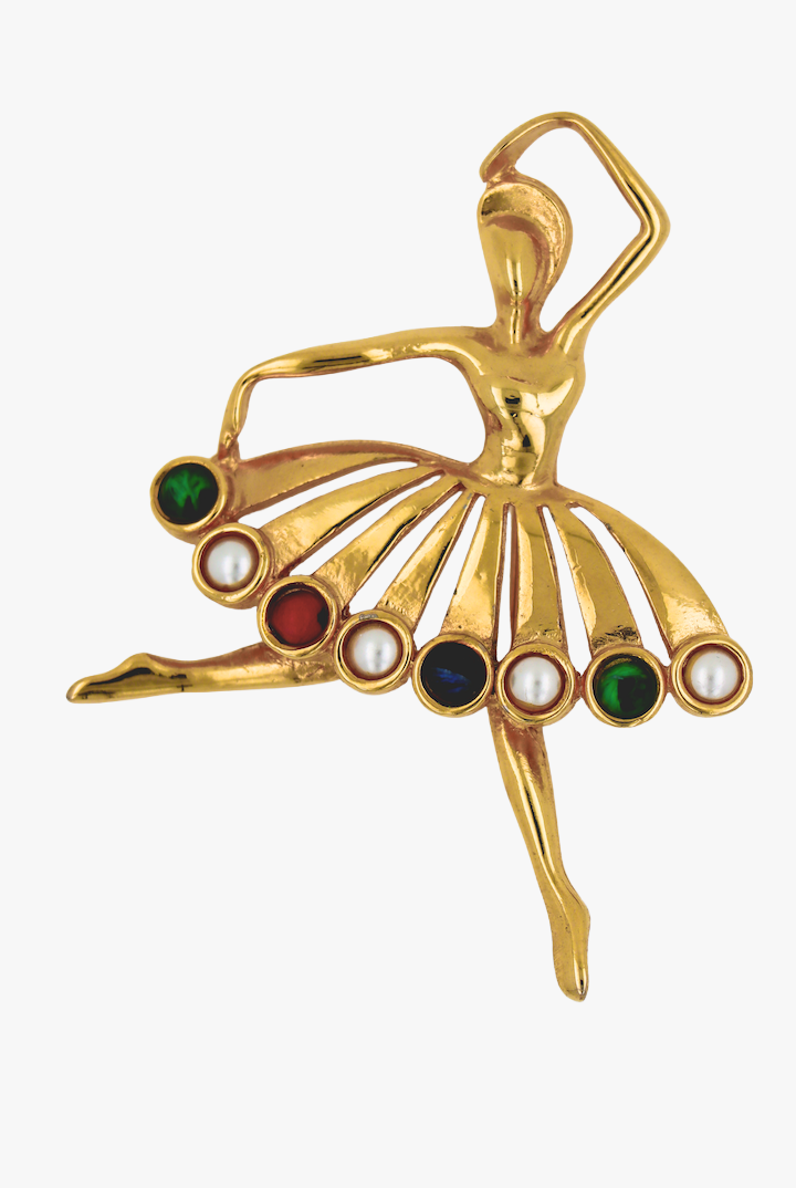 Broche dorée vintage en forme de danseuse étoile opéra vintage de collection