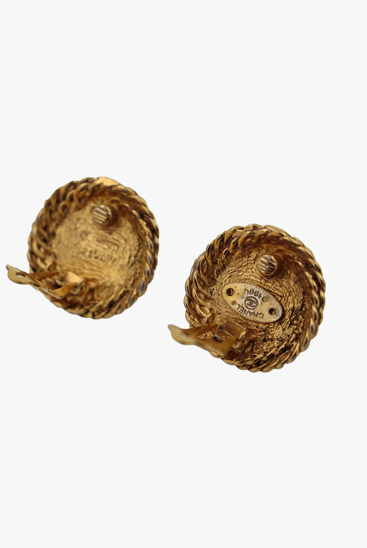 Boucles d'oreilles vintage Chanel  dorée Perle - Françoise Montague