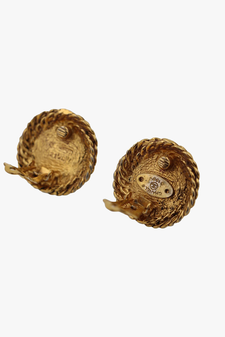 Boucles d'oreilles vintage Chanel dorée Perle - Françoise Montague