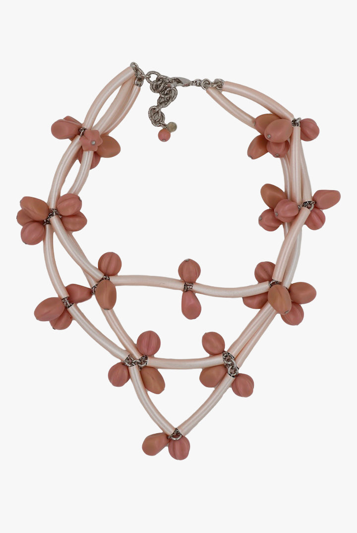 collier rose en perles fantaisie - Françoise Montague