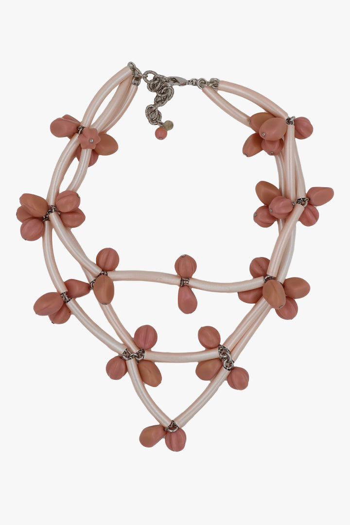 collier rose en perles fantaisie - Françoise Montague