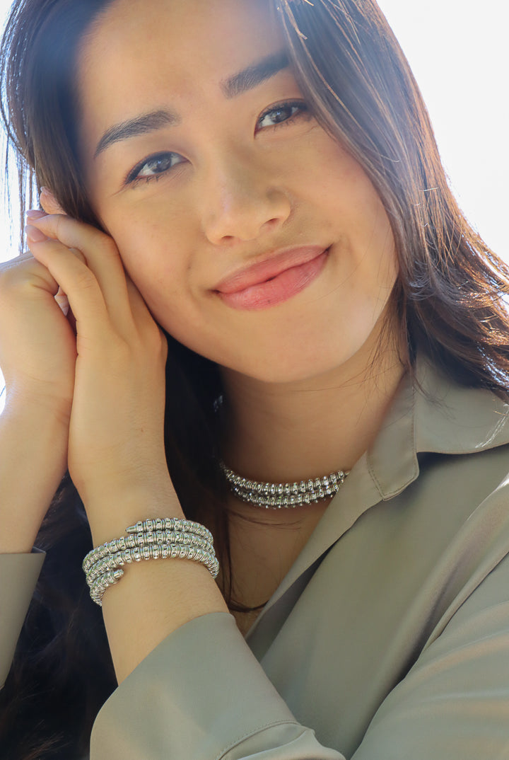 Bracelet argentée en strass Swarovski brillant bijou fait main