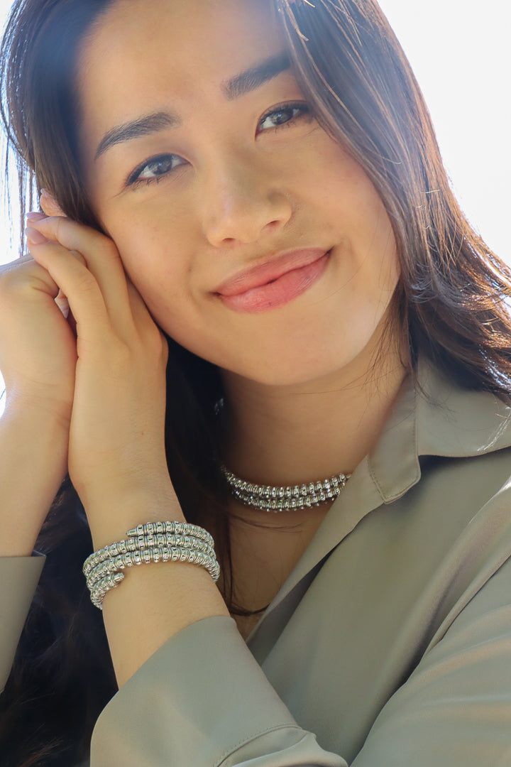 Bracelet argentée en strass Swarovski brillant bijou fait main