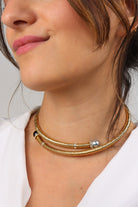 collier doré noir et gris ras de cou chocker  strass Swarovski