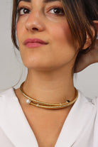 collier doré noir et blanc ras de cou chocker  strass Swarovski